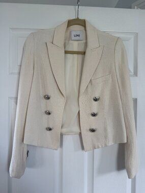 LINI Ella Double Breasted Open Blazer White